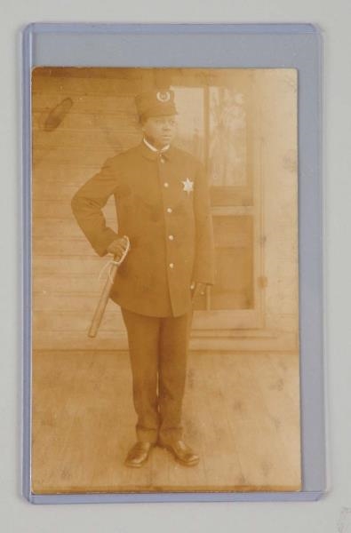 AFRICAN-AMERICAN POLICE OFFICER PHOTO POSTCARD.   