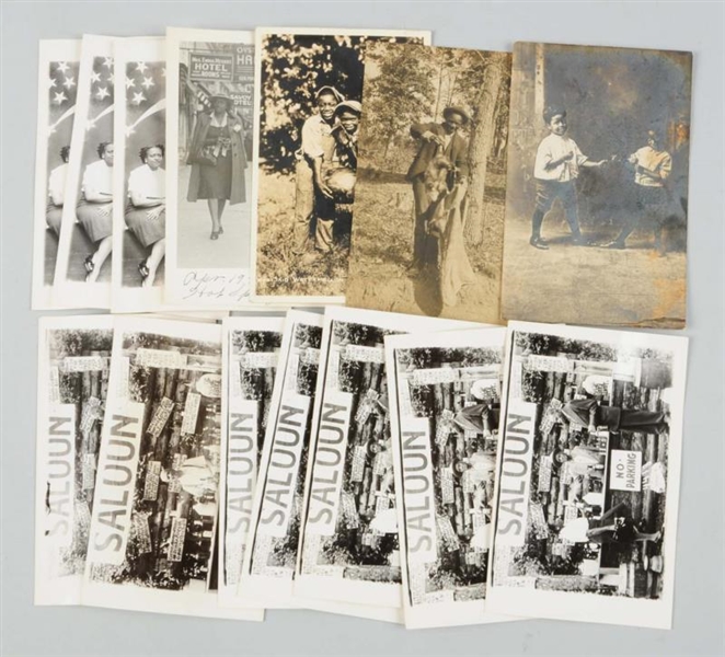LOT OF 14: AFRICAN-AMERICAN REAL PHOTO POSTCARDS. 
