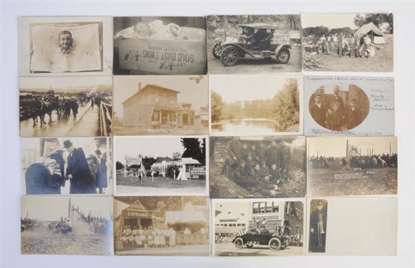 LOT OF 27: ASSORTED REAL PHOTO POSTCARDS.         