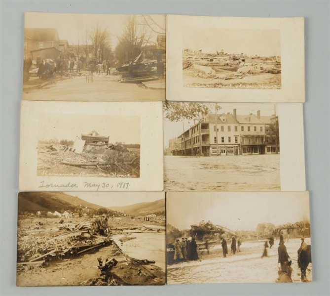 LOT OF 6: NATURAL DISASTER REAL PHOTO POSTCARDS.  