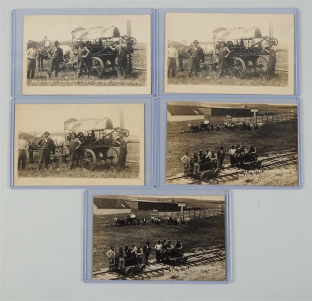LOT OF 5: FENCE BUILDING REAL PHOTO POSTCARDS.    
