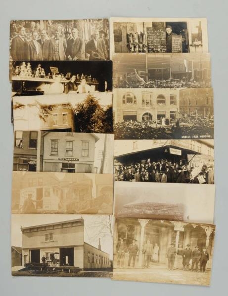 LOT OF 12: INTERESTING REAL PHOTO POSTCARDS.      