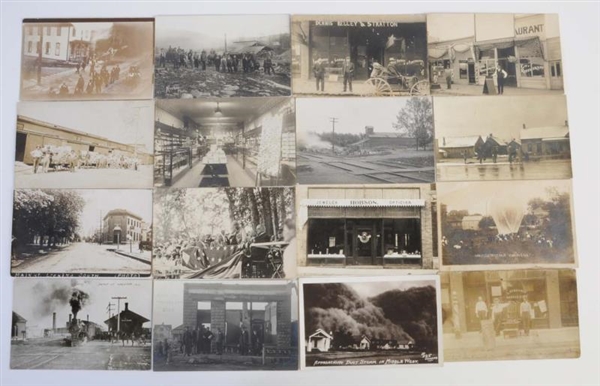 LOT OF 19: INTERESTING REAL PHOTO POSTCARDS.      