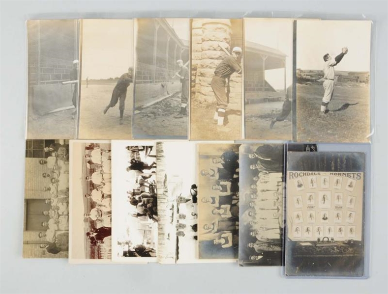LOT OF 13: SPORTS REAL PHOTO POSTCARDS.           