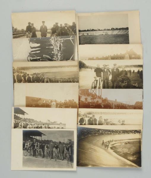 LOT OF 12: BICYCLE RACING REAL PHOTO POSTCARDS.   