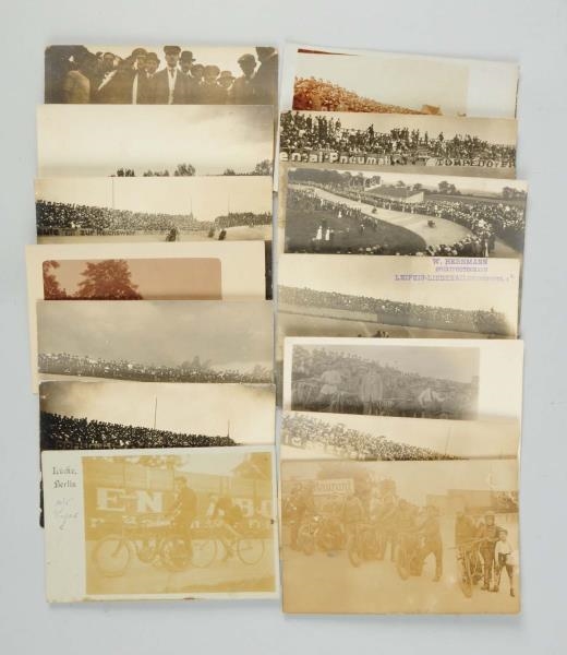 LOT OF 14: MOTORCYCLE RACING REAL PHOTO POSTCARDS 