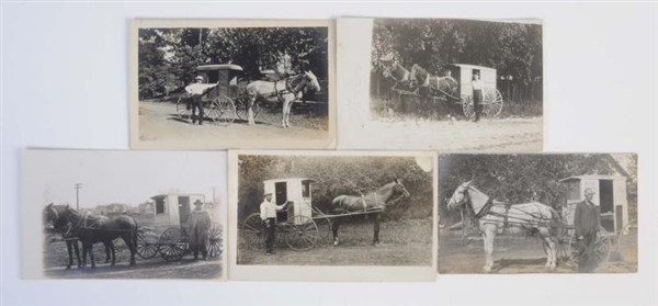 LOT OF 5: MAIL WAGON R.F.D. REAL PHOTO POSTCARDS. 