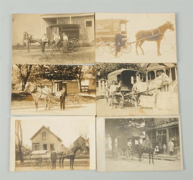 LOT OF 6: GROCERY WAGON REAL PHOTO POSTCARDS.     