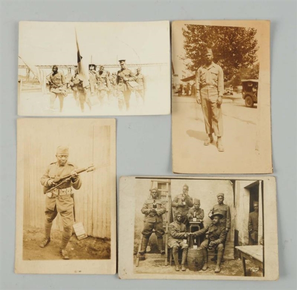 LOT OF 4: AFRICAN-AMERICAN SOLDIERS RPPCS.        