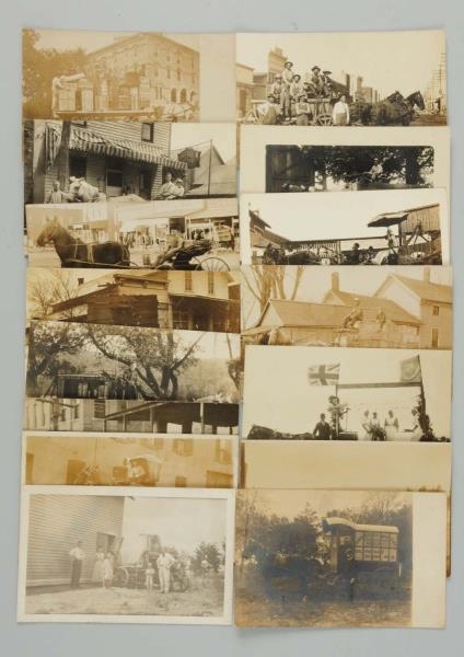 LOT OF 15: HORSE DRAWN WAGONS PHOTO POSTCARDS.    