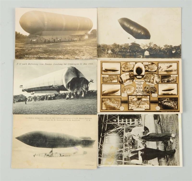 LOT OF 6: AIRSHIP THEMED POSTCARDS.               