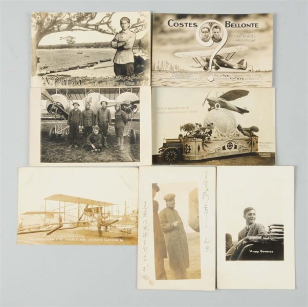 LOT OF 7: EARLY AVIATOR REAL PHOTO POSTCARDS.     