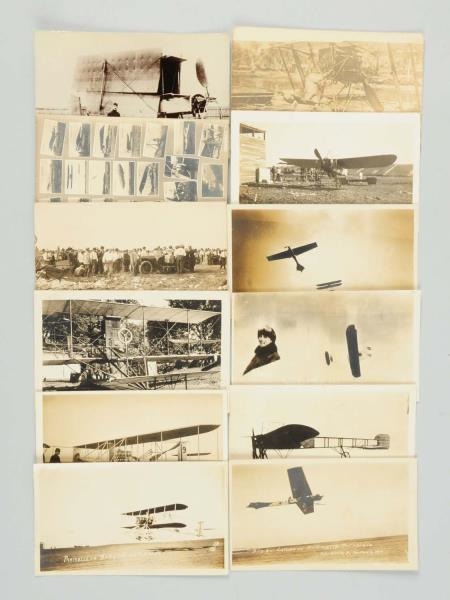 LOT OF 12: EARLY AIRPLANE REAL PHOTO POSTCARDS.   