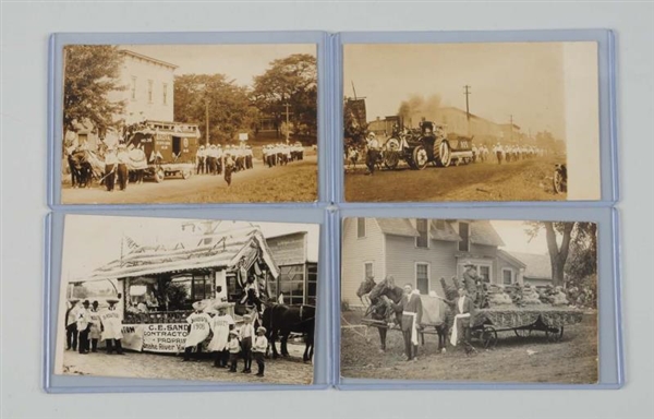 LOT OF 4: PARADE FLOATS REAL PHOTO POSTCARDS.     