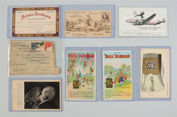 LOT OF 8: TOBACCO AND MISC. ADVERTISING POSTCARDS 