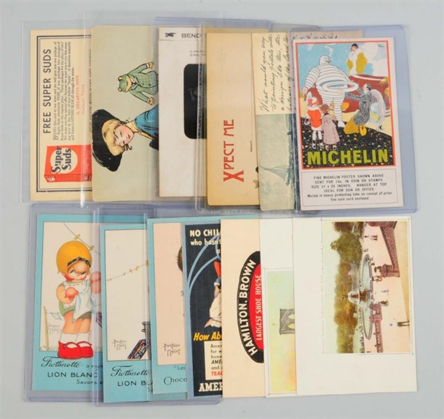 LOT OF 23: ASSORTED ADVERTISING POSTCARDS.        