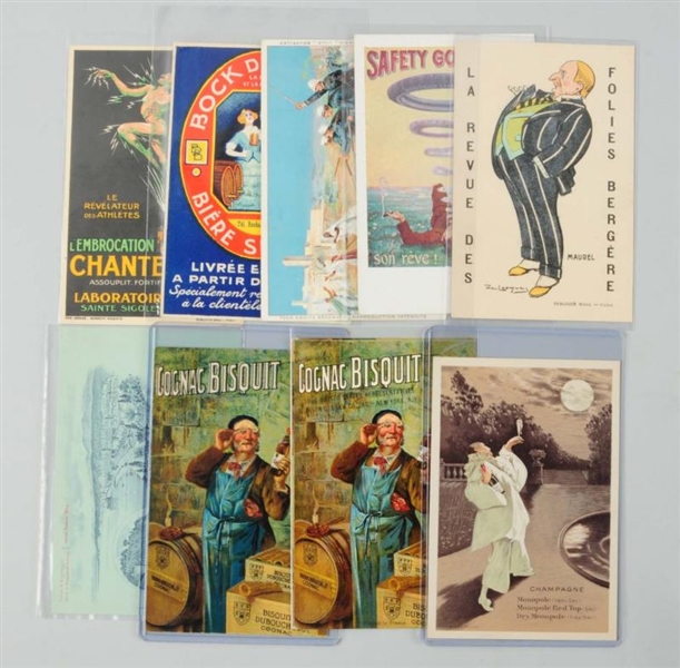 LOT OF 9: FRENCH ADVERTISING POSTCARDS.           