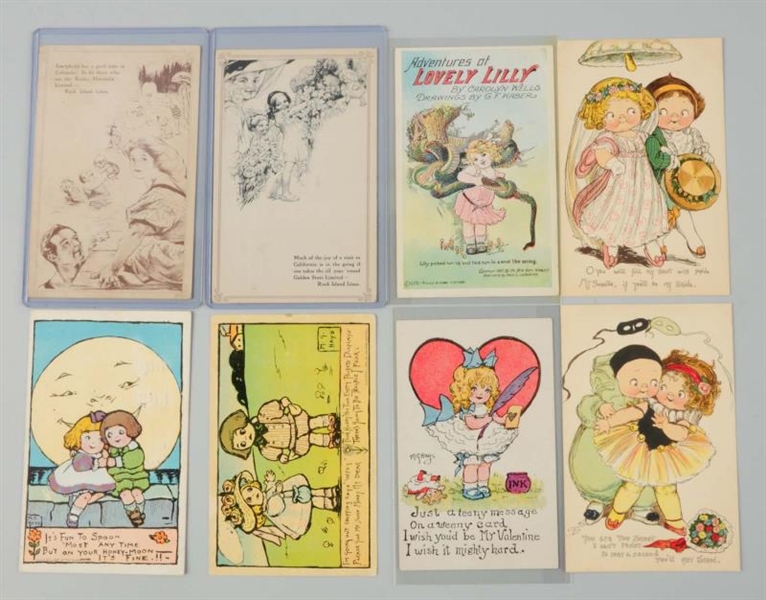 LOT OF 8: ASSORTED POSTCARDS ARTISTS ONEILL HAYS 
