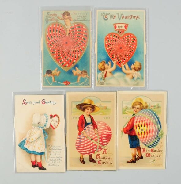 LOT OF 5: CLAPSADDLE MECHANICAL POSTCARDS.        