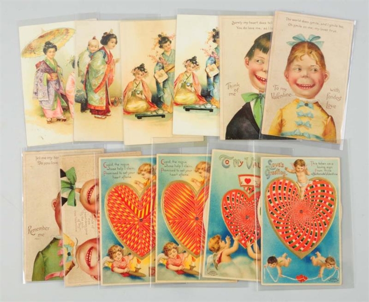 LOT OF 12: CLAPSADDLE MECHANICAL POSTCARDS.       
