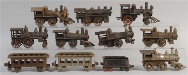 LARGE LOT OF EARLY CAST IRON TRAINS.              