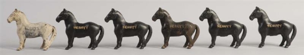 LOT OF 6: BLACK BEAUTY CAST IRON HORSE BANKS.     