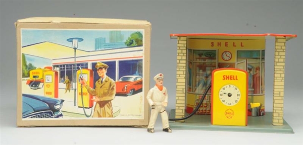 TIN LITHO SHELL GAS STATION IN BOX.               