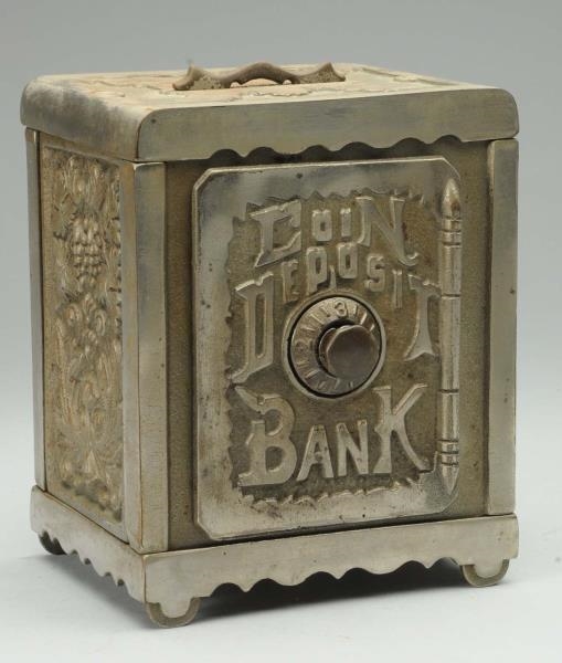CAST IRON OVERSIZED COIN DEPOSIT SAFE BANK.       