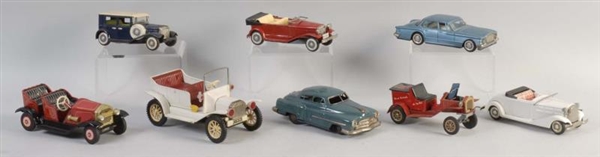 LOT OF 8: TIN TOY CARS.                           