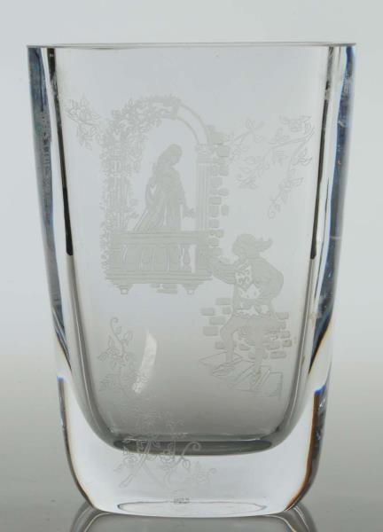 NORWAY ETCHED GLASS VASE.                         