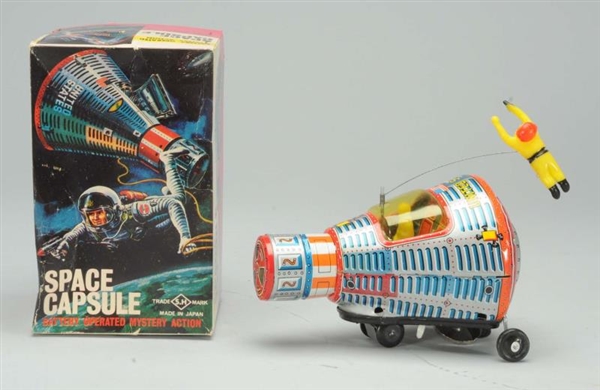 TIN LITHO BATTERY-OPERATED SPACE CAPSULE TOY.     
