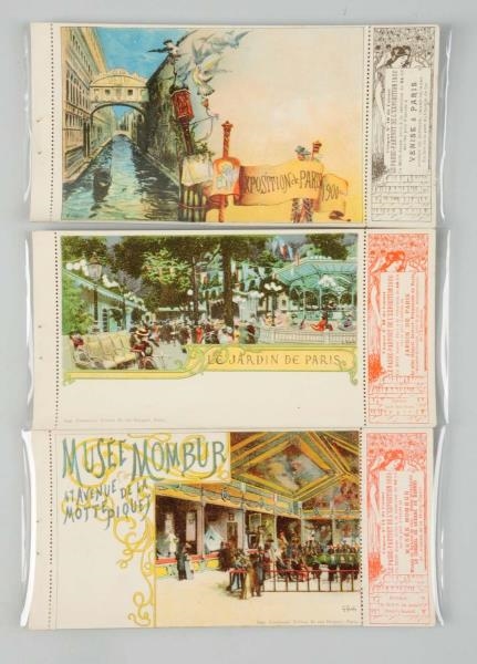 LOT OF 3: PARIS EXPO POSTCARDS WITH TICKETS.      