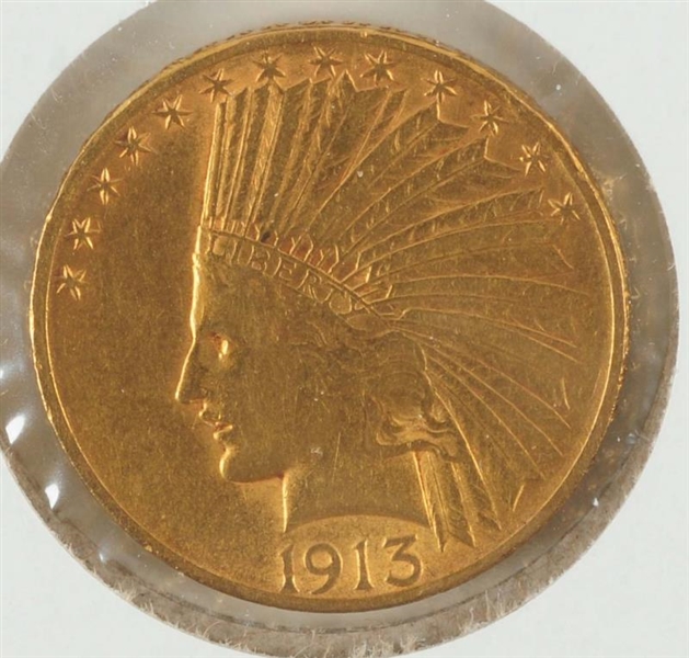 1913 $10 GOLD EAGLE INDIAN.                       