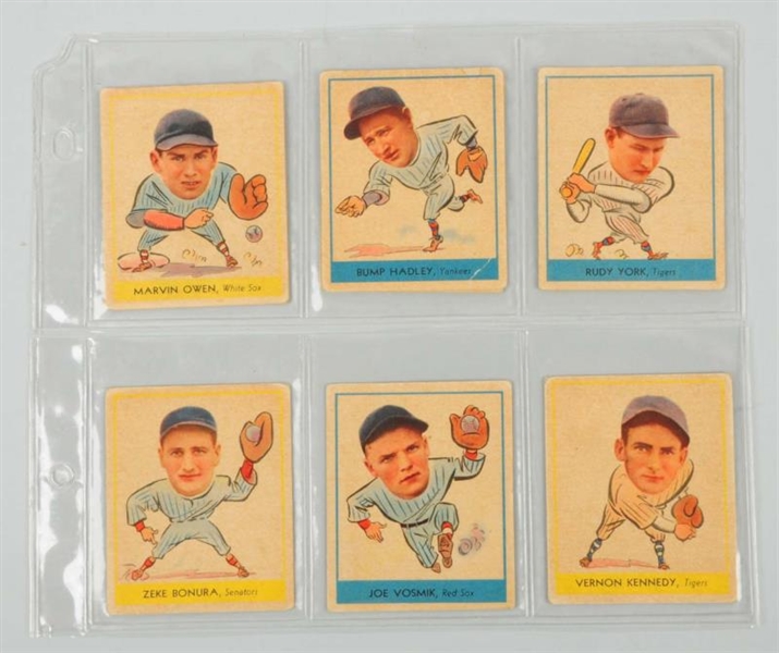 LOT OF 8: 1938 GOUDEY HEADS UP BASEBALL CARDS.    