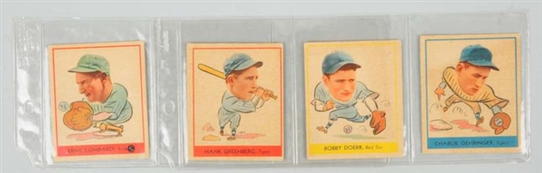 LOT OF 4: 1938 GOUDEY HEADS UP BASEBALL CARDS.    