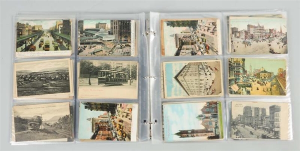 LOT OF 150 TROLLEY & SUBWAY POSTCARDS.            