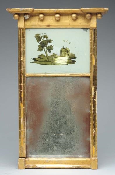 MIRROR WITH GOLD PAINTED FRAME.                   