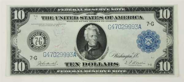 $10 1914 US LARGE FEDERAL RESERVE NOTE.           