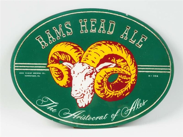 RAMS HEAD ALE REVERSE PAINTING ON GLASS SIGN.     