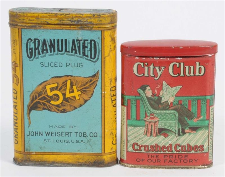 LOT OF 2: VERTICAL TOBACCO TINS.                  