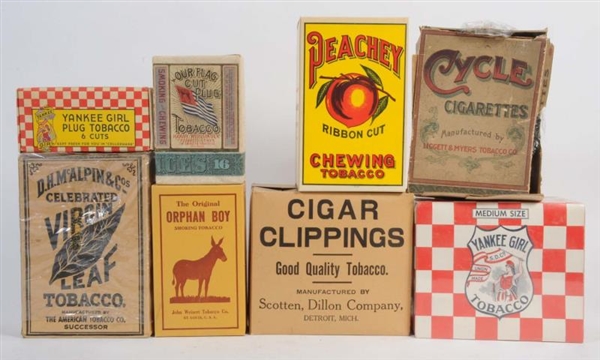 LOT OF TOBACCO RELATED EMPTY BOXES.               