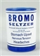 BROMO SELTZER GLASS WITH WHITE LABEL.             