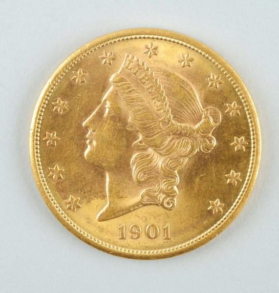 1901 S $20 GOLD DOUBLE EAGLE LIBERTY.             