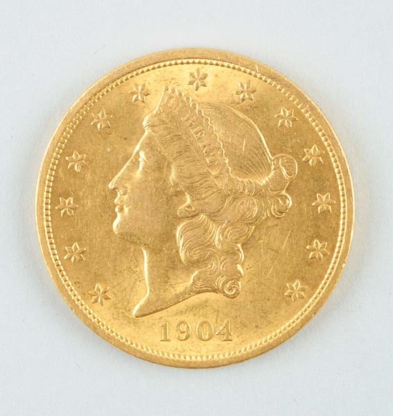 1904 $20 GOLD DOUBLE EAGLE LIBERTY.               