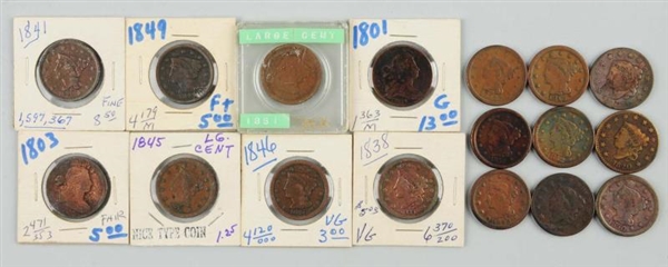 LOT OF 17: CENT PIECES.                           