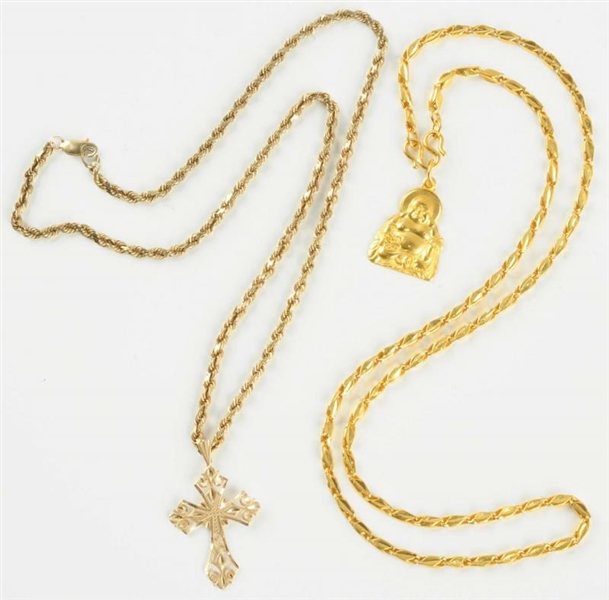 LOT OF 2: GOLD NECKLACES.                         