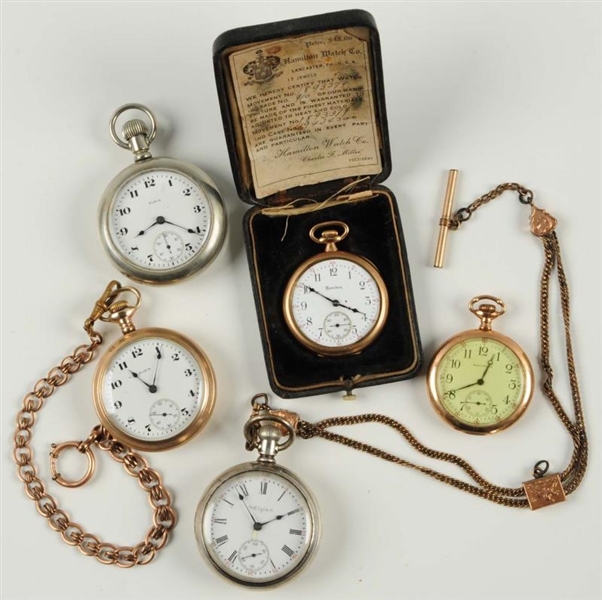 LOT OF 5: POCKET WATCHES.                         