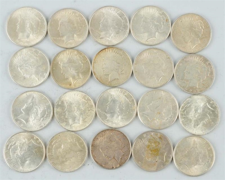 LOT OF 20 PEACE SILVER DOLLARS.                   