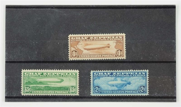 LOT OF 3: AIR MAIL GRAF ZEPPELIN STAMPS.          
