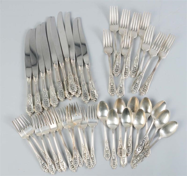 STERLING SILVER WALLACE ROSEPOINT FLATWARE.       